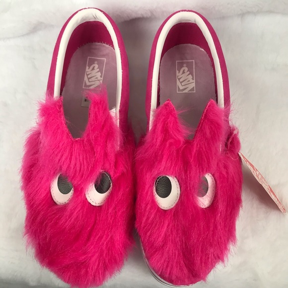 pink vans with fur